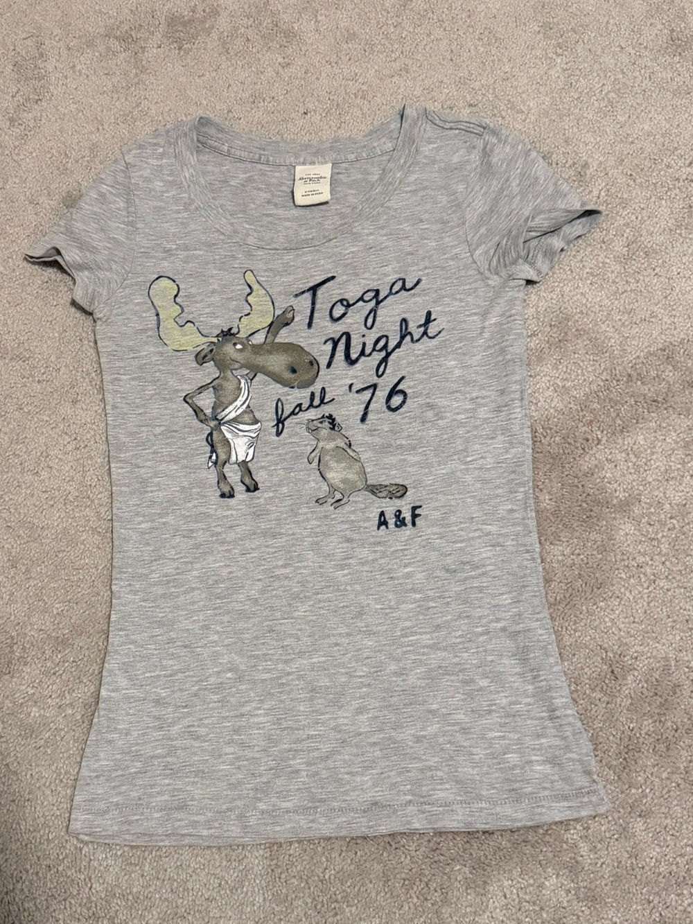Abercrombie & Fitch Light Gray Graphic Short Sleeve Tee